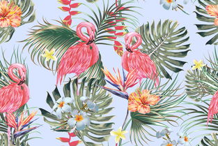森系印花火烈鸟植物图案 家纺设计新风尚